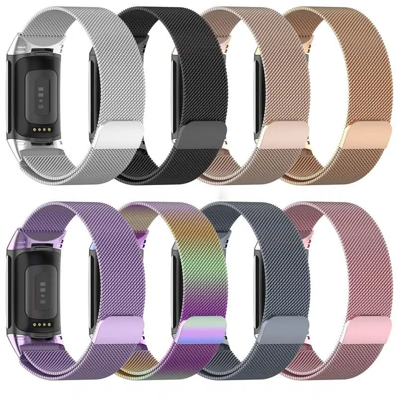 Metal Band For Fitbit Charge 5 6 Smart Watch Mesh Magnetic Loop Sport Strap For Fit Bit Charge 5 6 Bracelet Stainless Steel