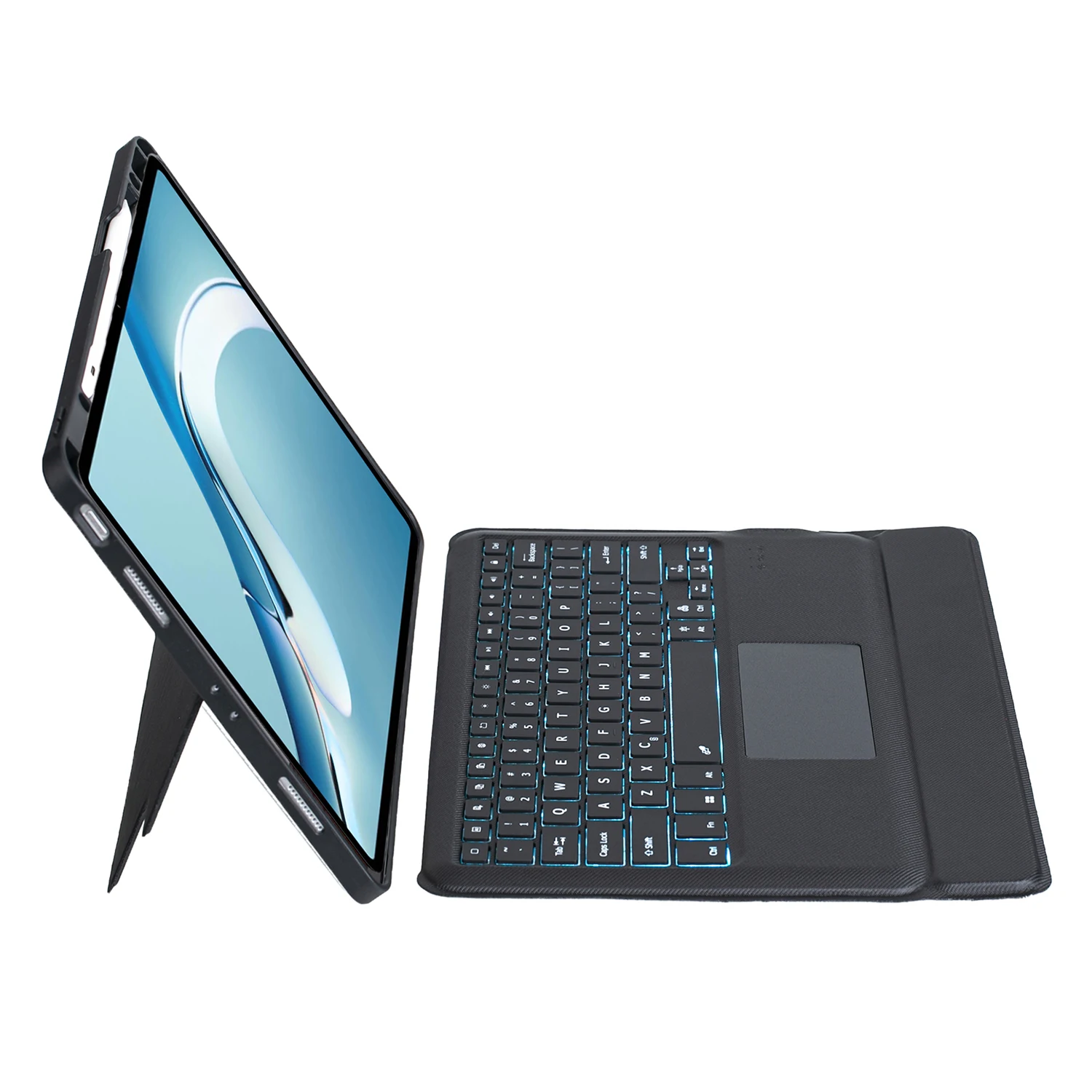 TH126-AS For Huawei MatePad Pro 12.6 (2024) / (2021) Leather Stand Cover + Backlit Touchpad Bluetooth-compatible Keyboard