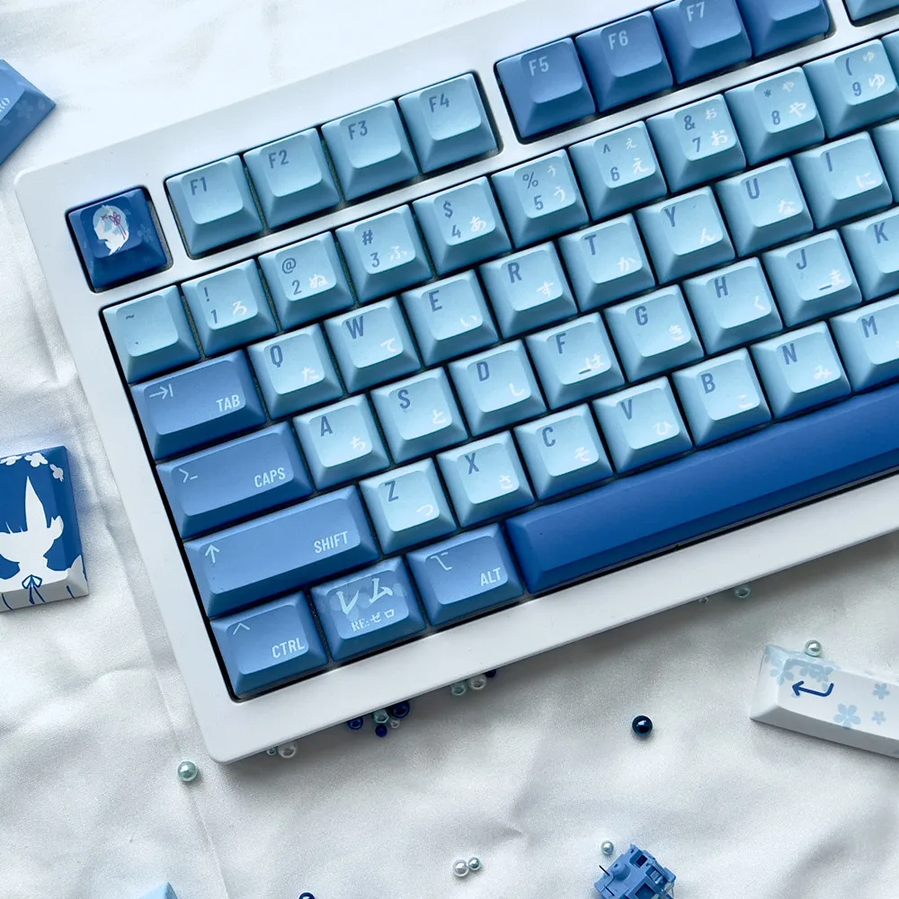 PBT Keycap Brand New KCA Profile Maid Pink Maid Blue Ball Cap 140 Keys For GH60 61 64 68 75 84 87 96 104 108 Mechanical Keyboard