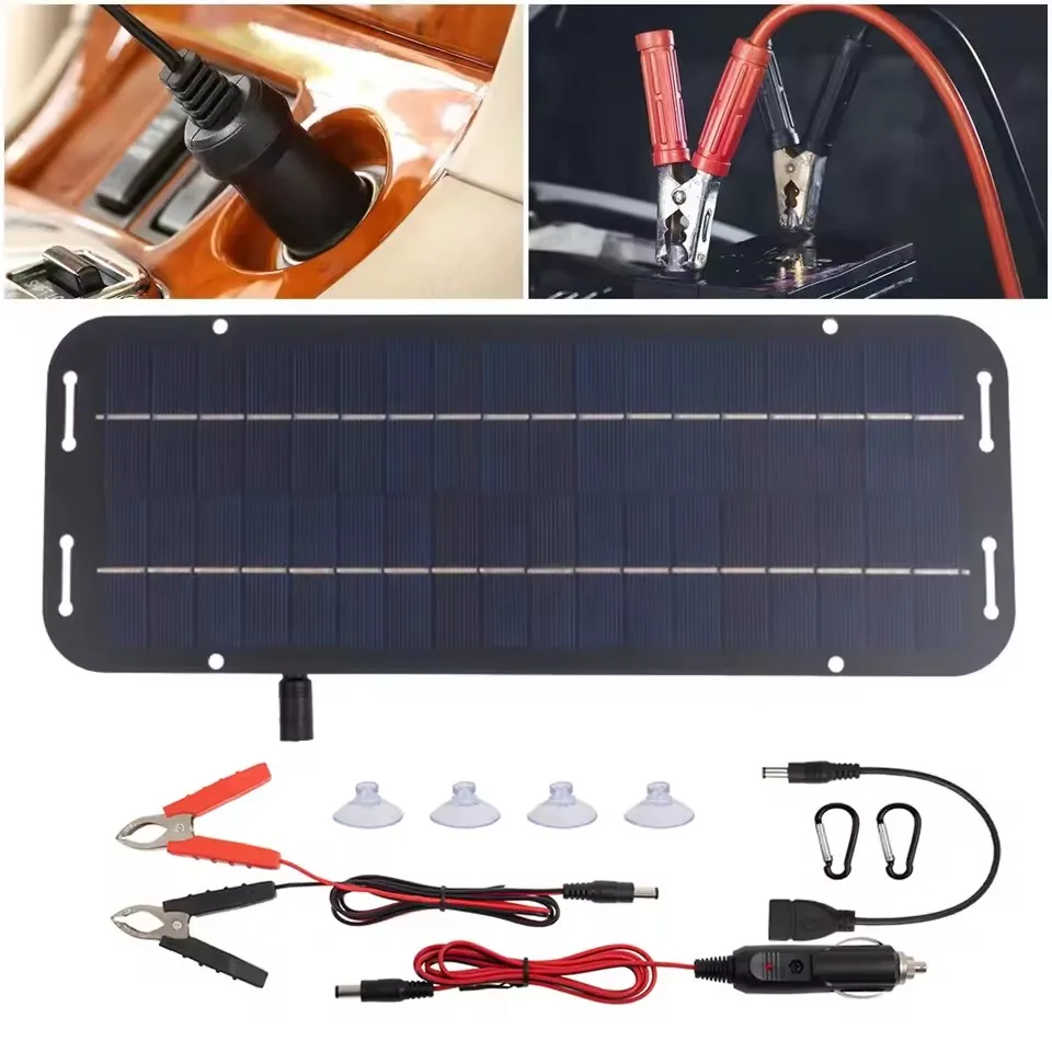 20W 12V Portable Solar Charger Car Battery Motorcycle Kick Scooter Monocrystalline Solar Panels Charger for Car RVs Vans Boats