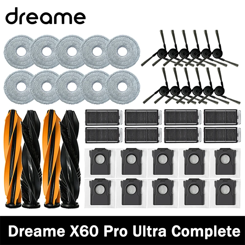 Dreame X60 Pro Ultra Complete Robot Vacuum Cleaner Accessories Main Side Brush Mop Cloth Hepa Filter Dust Bag Spare Parts