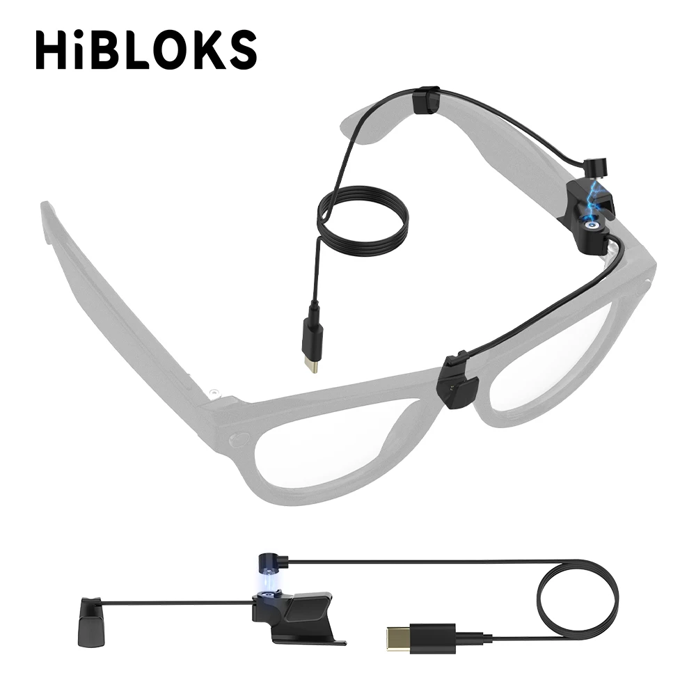 Hibloks Magnetic Charging Cable for Ray-Ban Meta Wayfarer Skyler Headliner (GEN1 GEN2) & Oakley HSTN Glasses Accessories