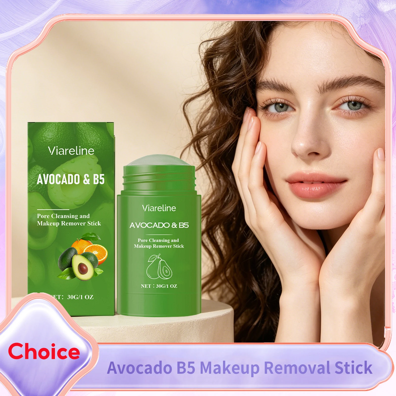Avocado B5 Makeup Removing Cream Stick Gentle Cleansing Face Eyes Lips Fast Melting No Residue No Tightness Makeup Remover Balm