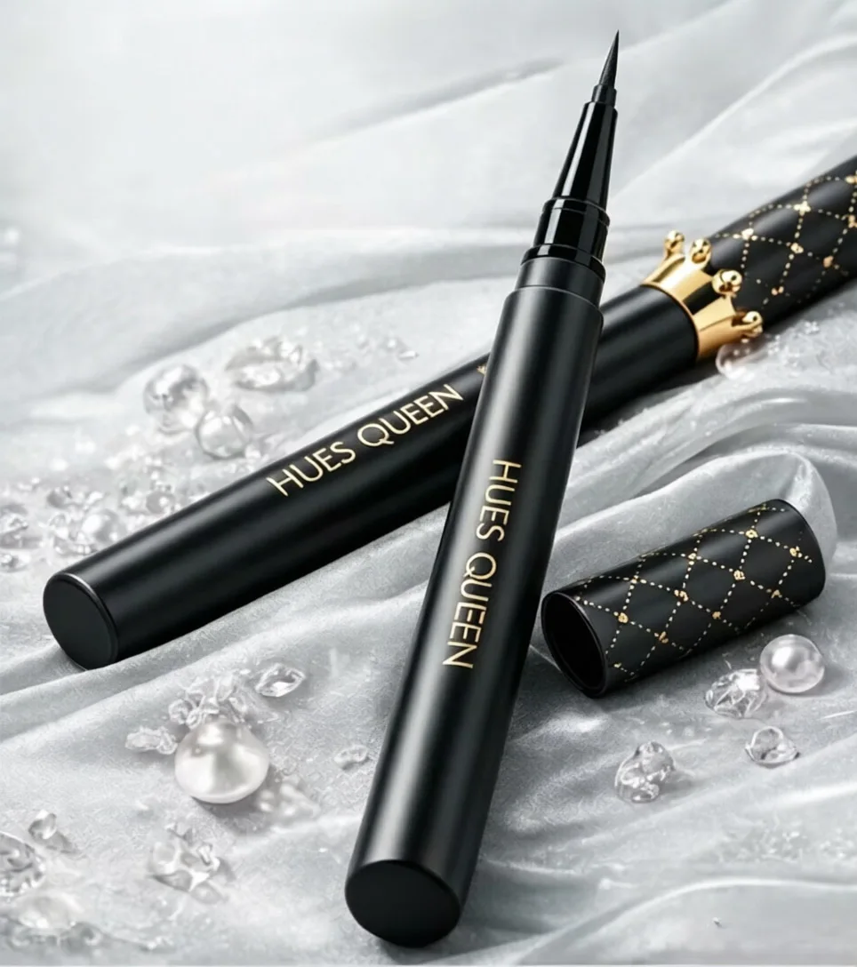 Crown Liquid Eyeliner Pen Waterproof Smudge Proof Long Lasting Ultra Fine Tip Black Eye Liner Makeup for Beginners