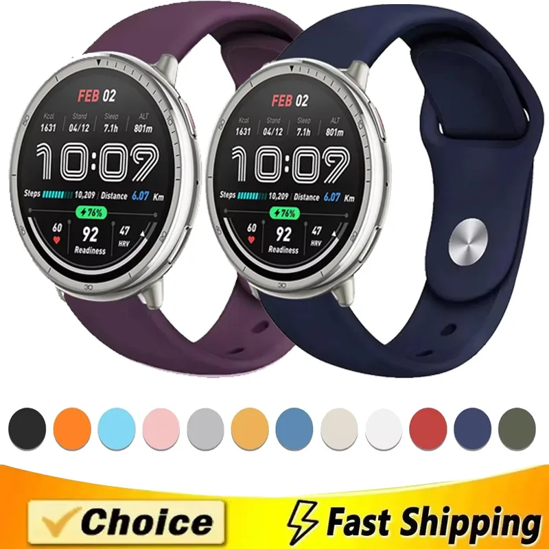 20mm 22mm Silicone Strap for Amazfit Active 2 Smart Watch Comfortable Bracelet Amazfit GTS 4 mini 3 2e/GTR 4 3 Pro/Bip 6 correa