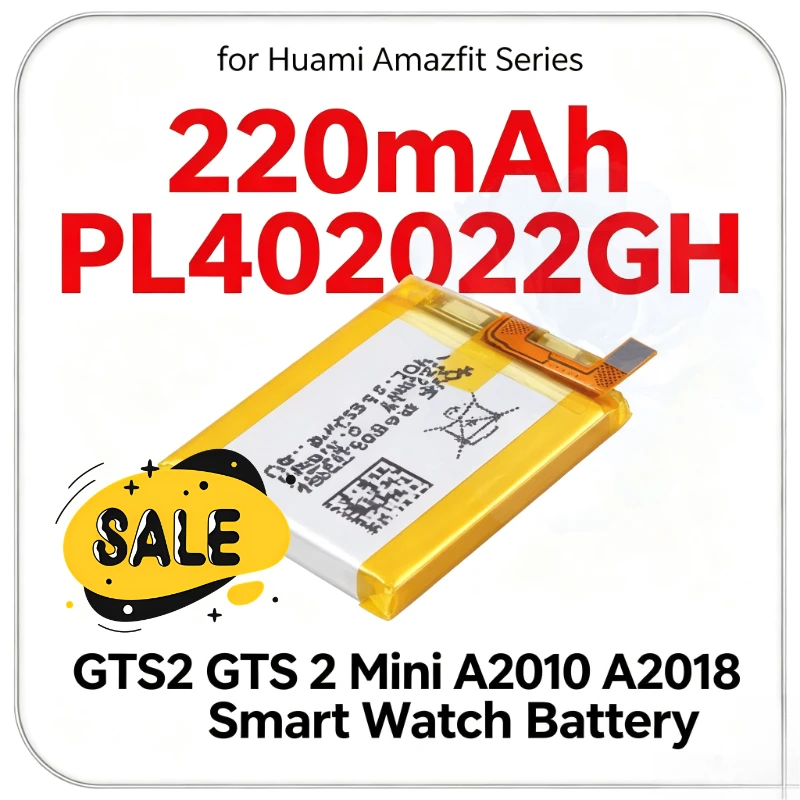 220mAh PL402022GH Smart Watch Battery for Huami Amazfit GTS2, GTS 2 Mini, A2010, A2018 High-Quality 3.85V Battery with Tools