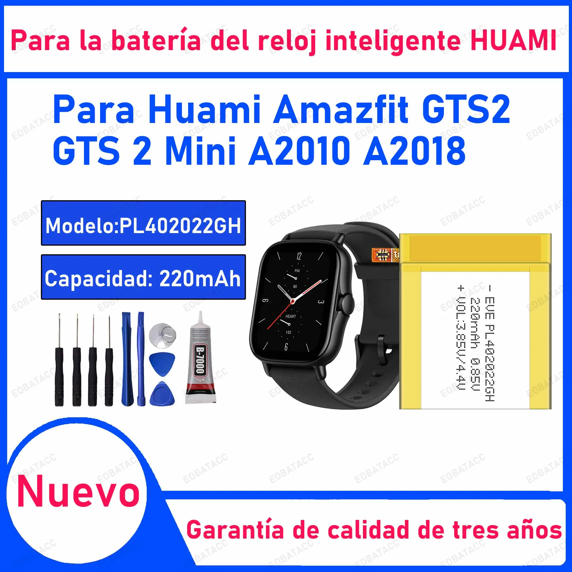 100% New High Quanlity Battery PL402022GH For Huami Amazfit GTS2 GTS 2 Mini A2010 A2018 Smart Watch Batteries Bateria+Free Tools