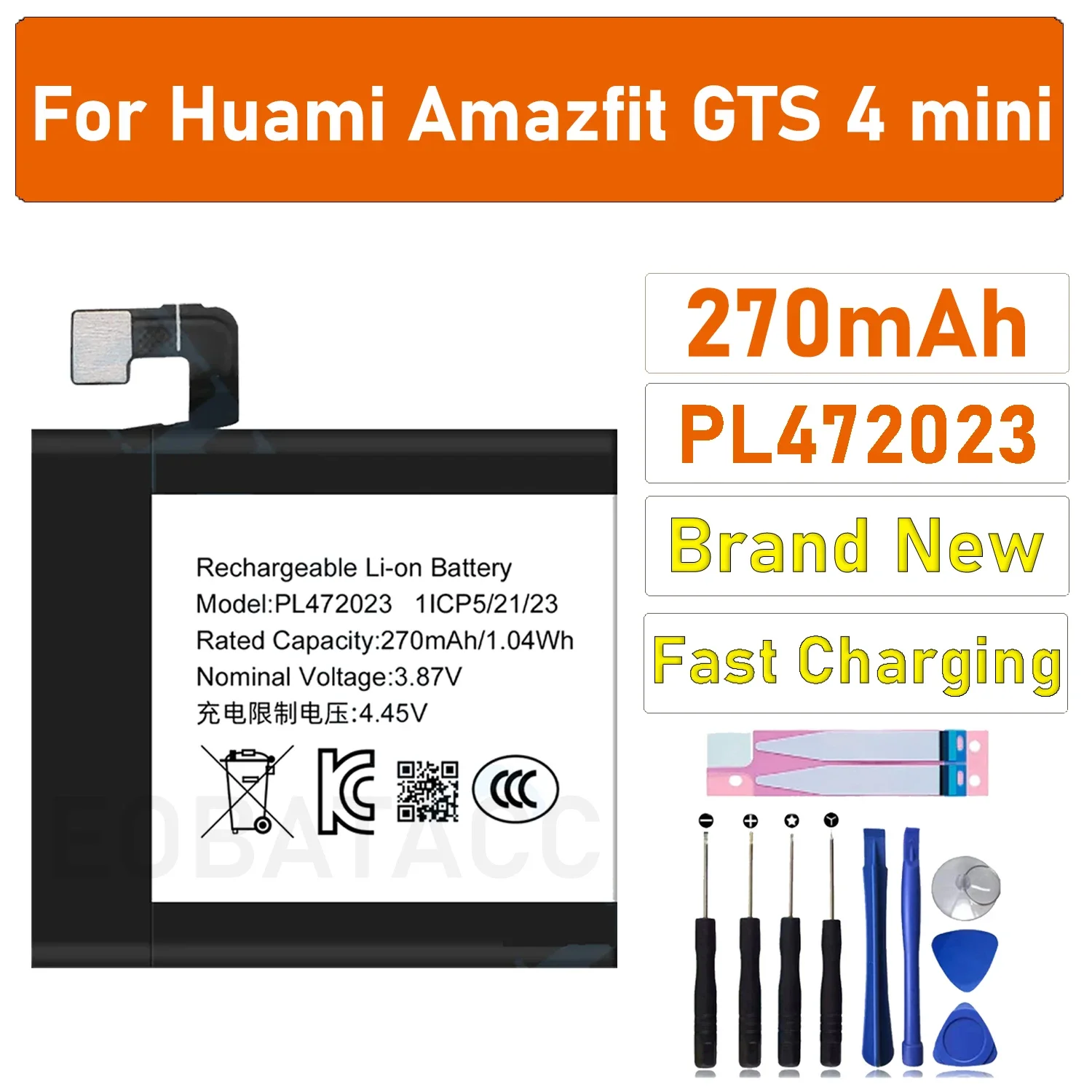 2025 years PL472023 Li-ion Battery for Huami Amazfit GTS 4 mini GTS4 mini 4mini smart watch Batteries