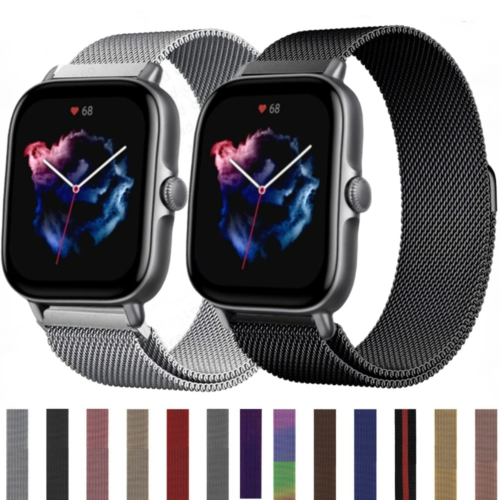 20mm/22mm Milanese Band For Amazfit GTR 47mm/GTR2/4/3/Pro Stratos/GTS/4/2/2e/3/GTS 2 Mini Metal Watch Bracelet Amazfit Bip Strap