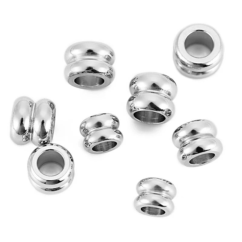 30pcs 4mm 4.5mm 5mm 5.5mm Stainless Steel Big Hole Spacer Beads Loose Beads for DIY Bracelet Necklace Jewelry Making Accessories