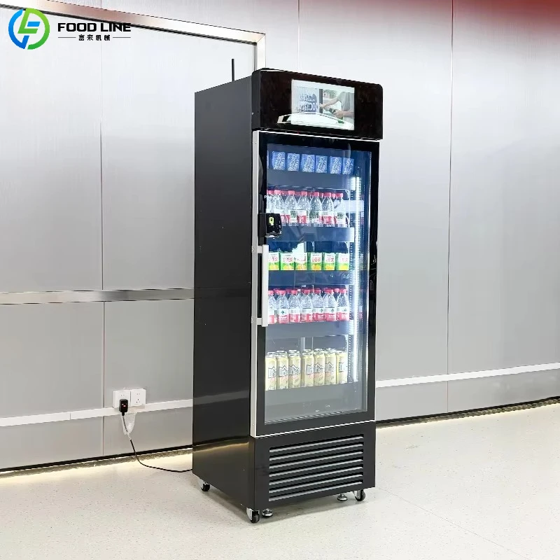 Customized Smart Fridge Vending Machine AI Visual Dual Camera Automatic Grab and Go Snacks Beverage Commercial Cooler Freezer