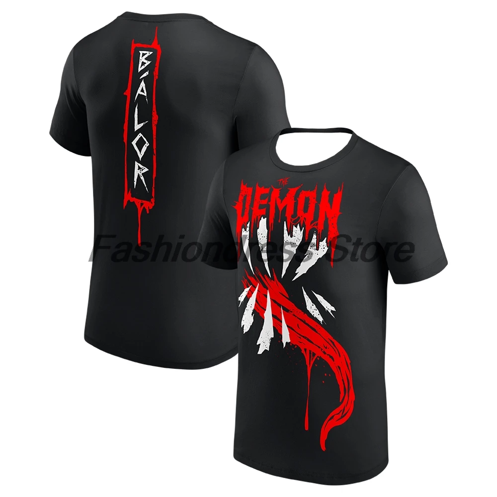 Men's Black Finn Bálor The Demon Mouth T-shirt Crewneck Short Sleeve Polyester Tee Women Outdoor Streetwear Tops