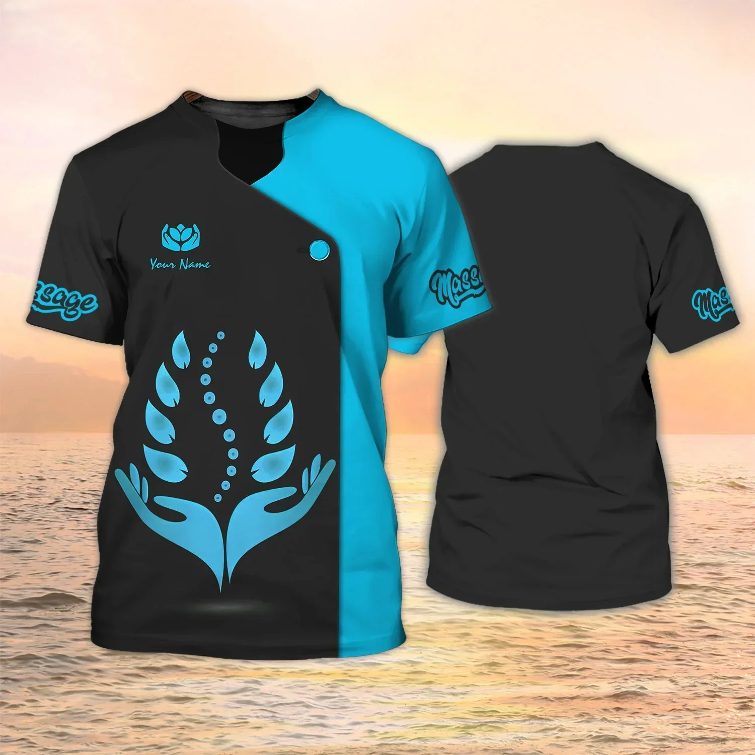 Men's Fashion Massage Picture round Neck T-Shirt Trend Digital Print Casual Short Sleeve Top