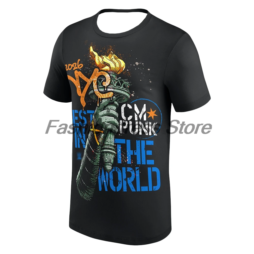CM Punk New York 2026 T-shirt Crewneck Short Sleeve Polyester Black Tee Women Men Outdoor Streetwear Tops
