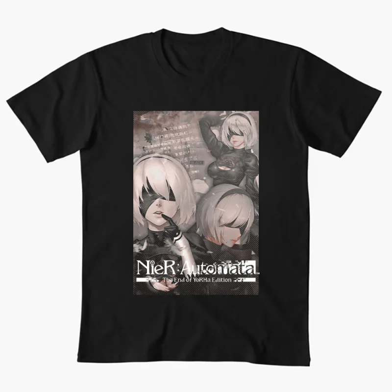 2B NieR Automata Yorh No. 2 Type B Anime T-shirt for Gamer 0607 Waifu Girl Cyber Punk Graphic Clothes Y2K Tee US Size Tops S-6XL