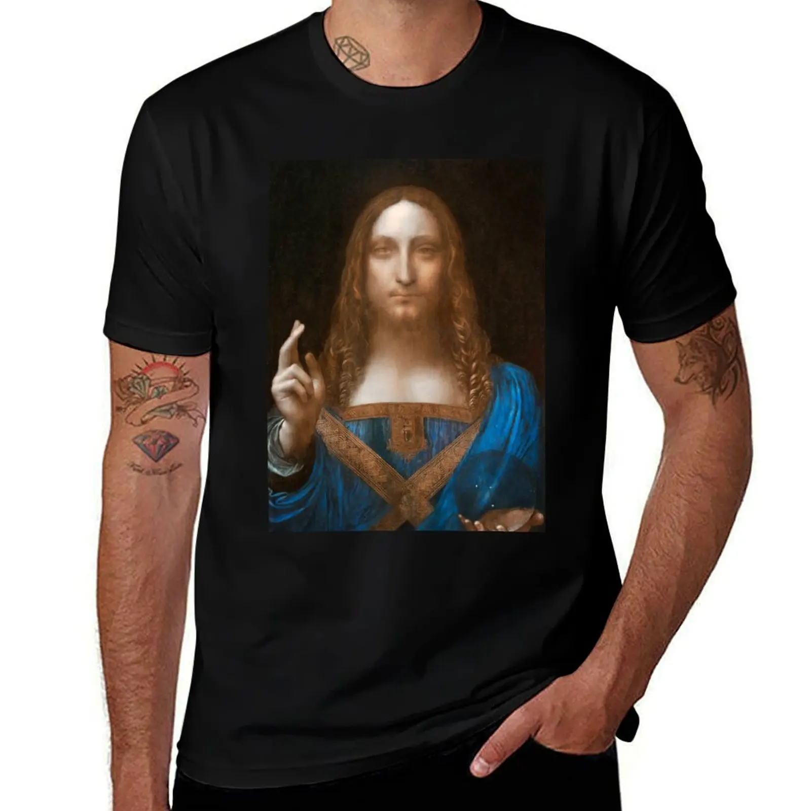 Salvator Mundi by Leonardo Da Vinci (Digitally Enhanced) T-Shirt Street Fashion Casual Tee Shirt