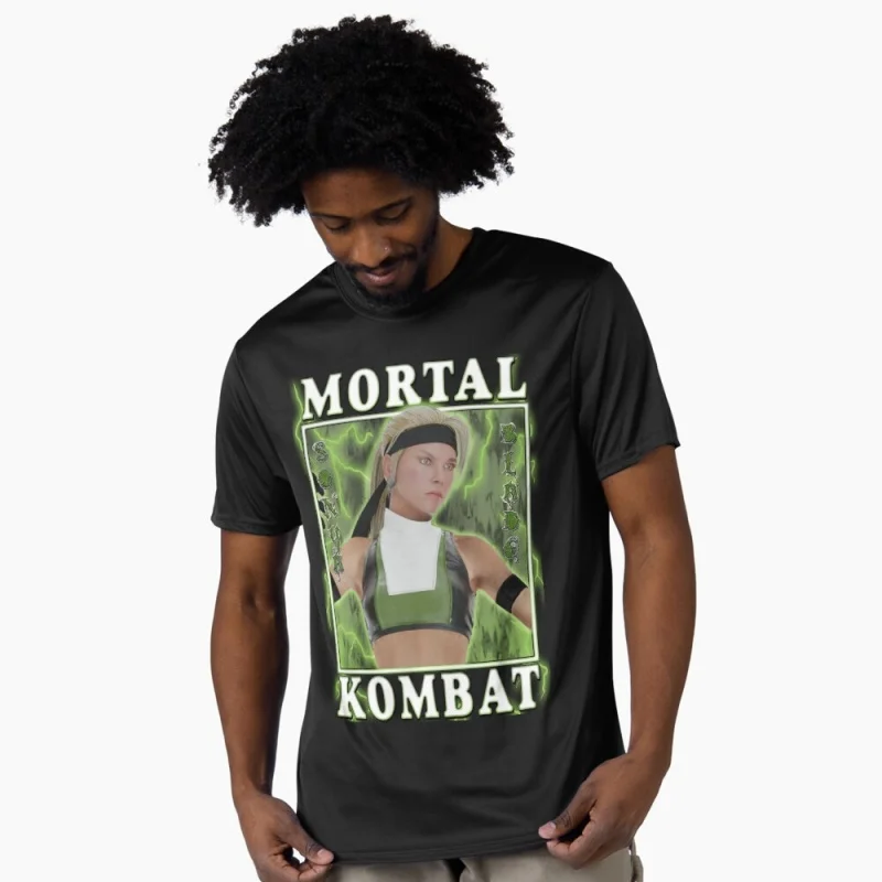 Sonya Blade MK 90's Mortal Kombat Gift tee for gamer 100% cotton printed Men's Short Sleeve Graphic T-Shirt All size tops