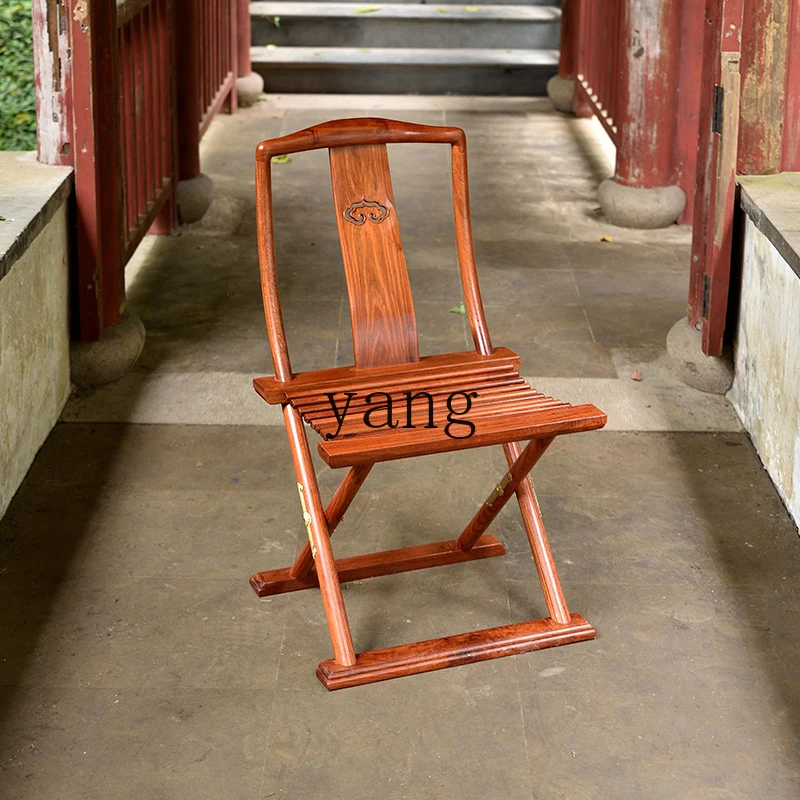 LTT mahogany folding chair portable Chinese fishing chair casual shoe changing horse chair