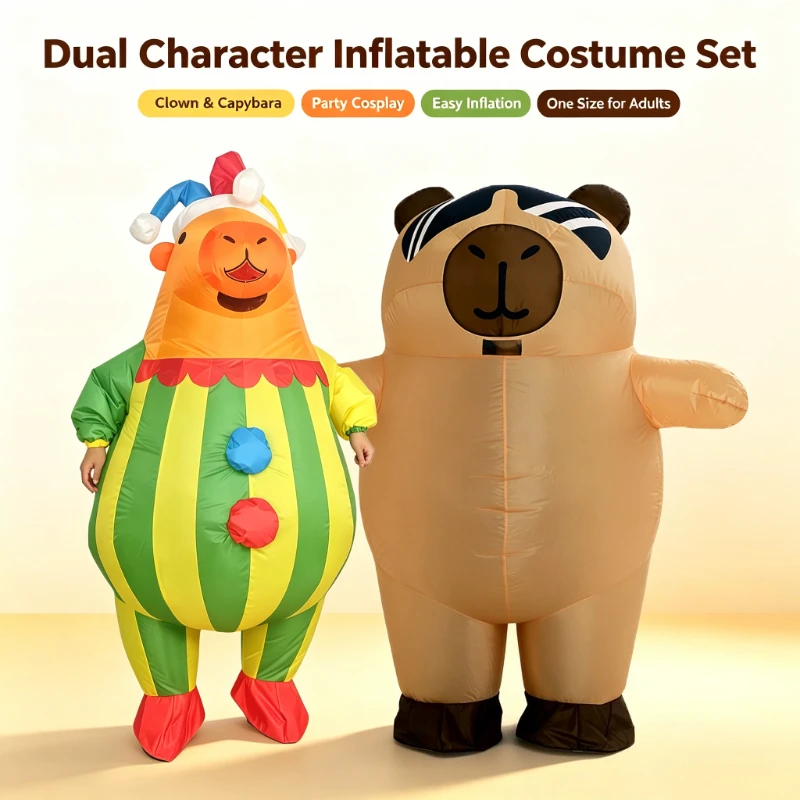 Novelty capybara inflatable costume funny clown and striped head capybara inflatable suit adult carnival theme party fancy dress