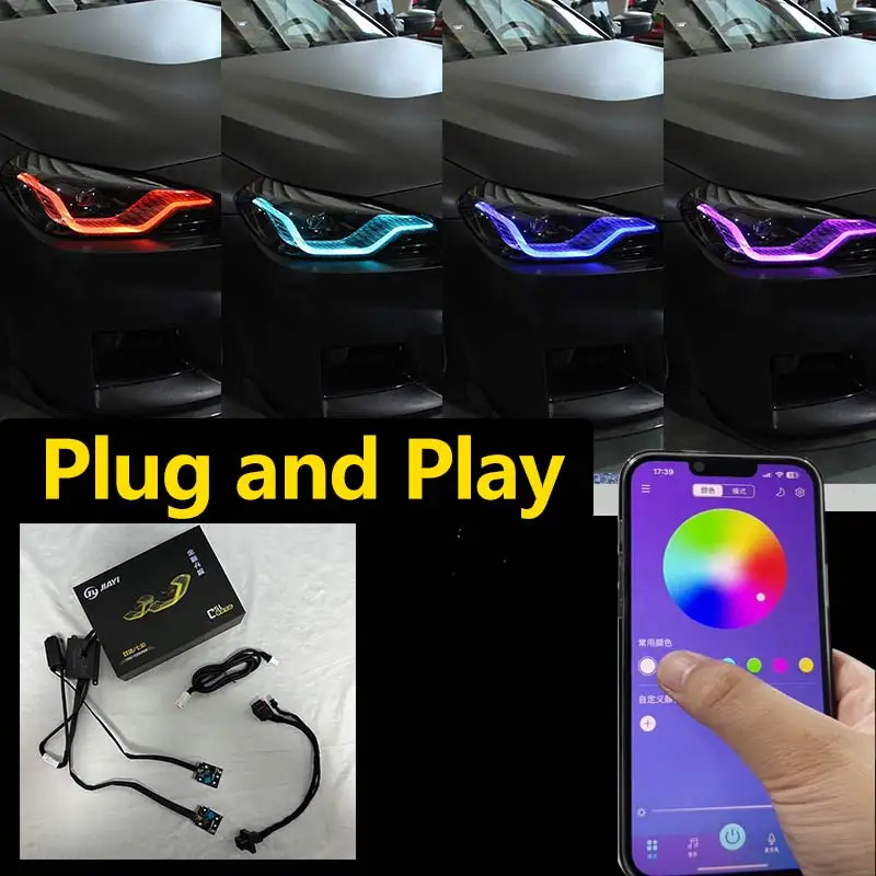 For BMW 2 Series G42 M2 G87 M235i M240 CSL Style RGB Yellow DRL Purple Red LED Plate Angel Eye Blue