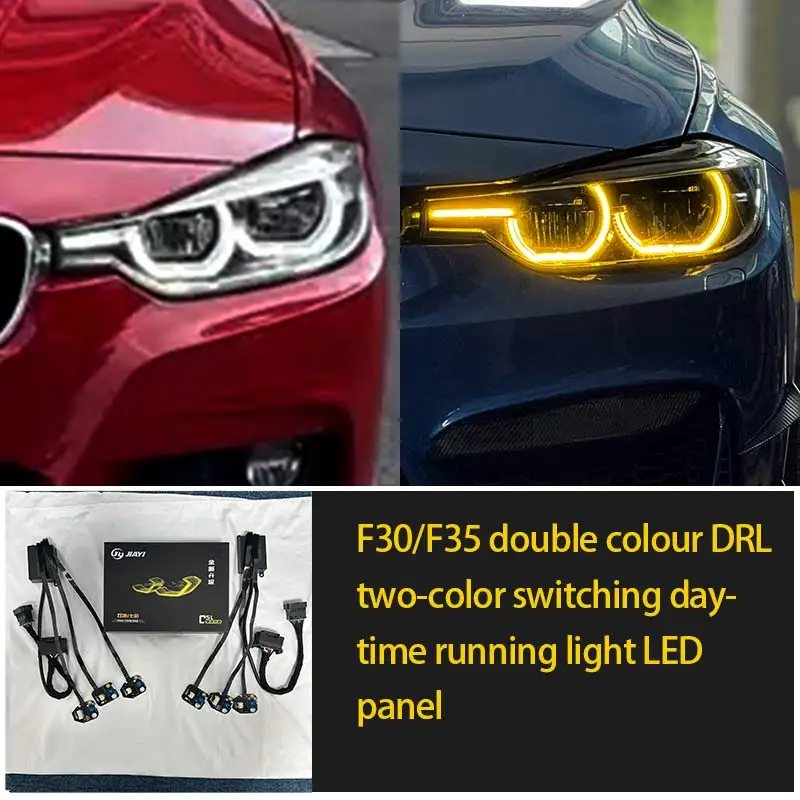 FOR BMW 3 Series F30 F35 Dual Color DRL RGB Yellow and White LED Panel Daytime Running Lights High Beam Switchable Colors