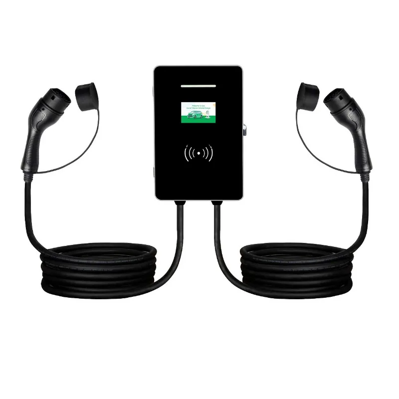 7kW 14kW 22kW Dual Wall-Mounted EV Charger Type1 Type2 GB/T IP54 220V AC Charging Station for Home Use