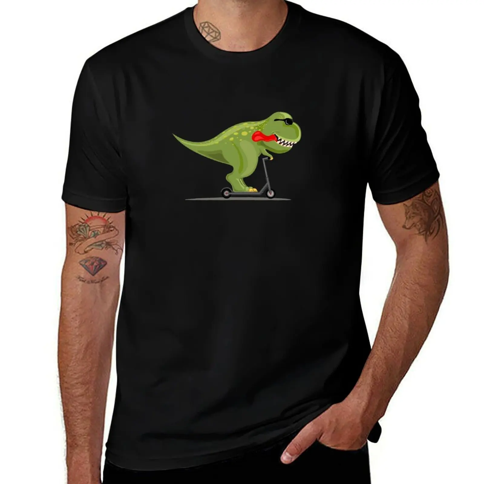 T Rex on an Electric Scooter T-Shirt Big Size Loose Fit Tee Shirt T-Shirt