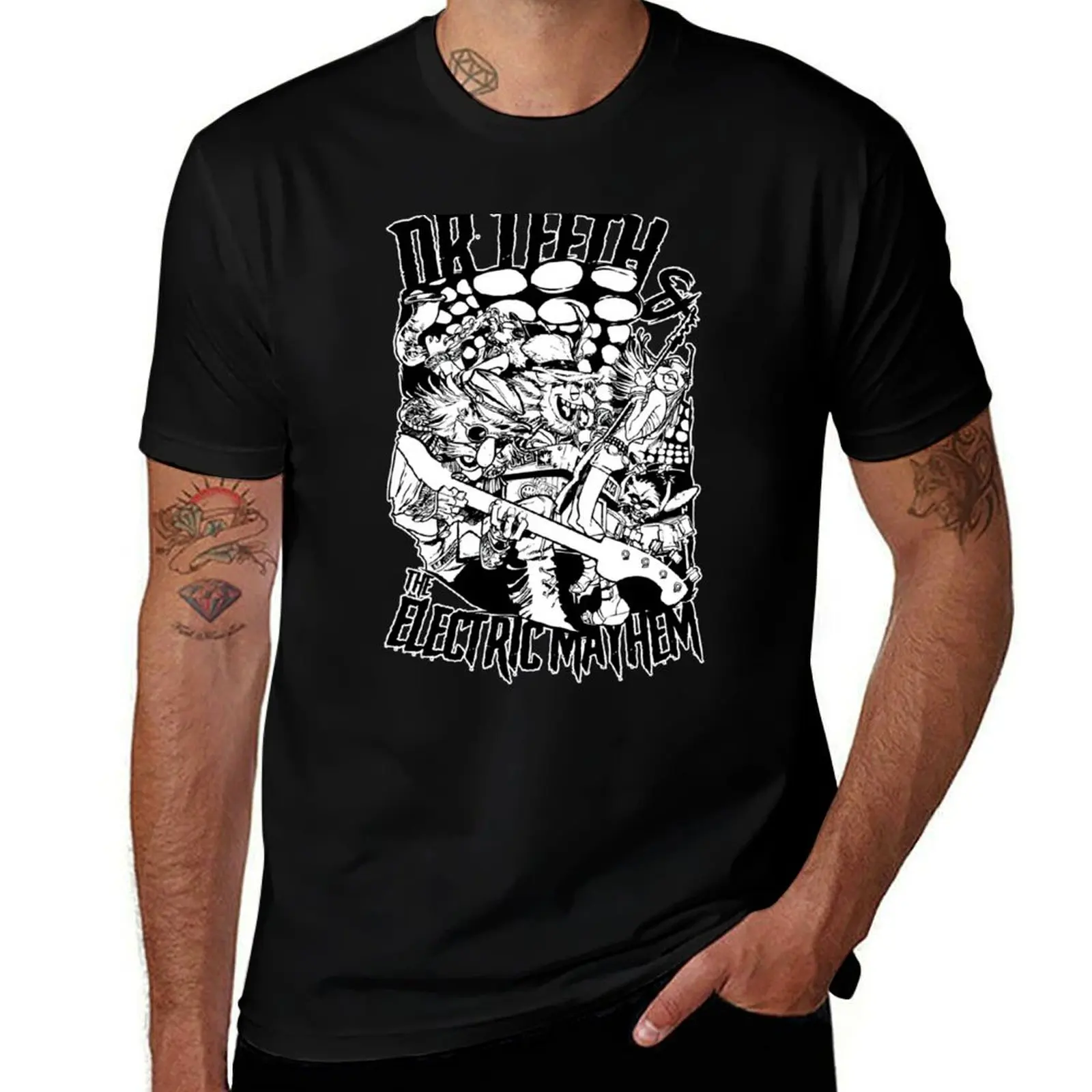 Gifts For Men Black Sketch Electric Mayhem Concert T-Shirt Quick Dry Sports Short Sleeve Tee