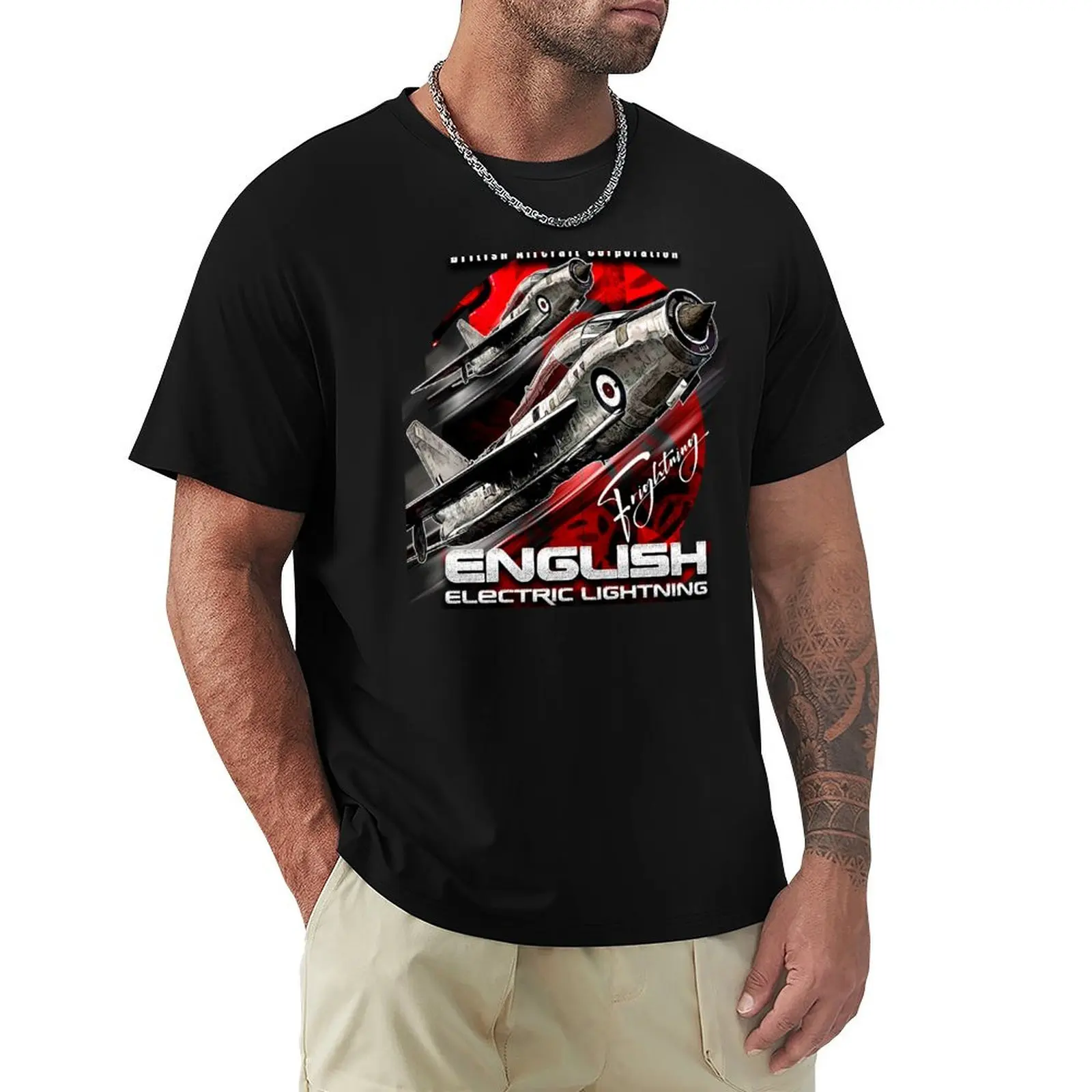 English Electric Lightning RAF Supersonic Fighter T-Shirt Big Size Short Sleeve Tee for Men