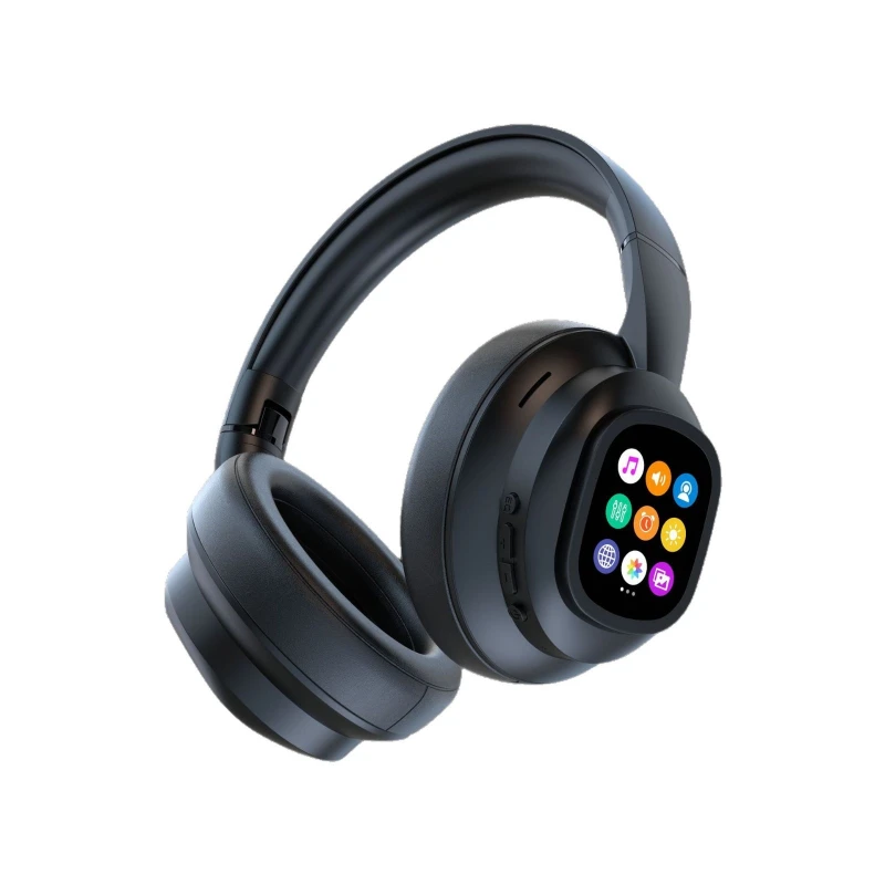 Wireless bluetooth headset noise reduction head-mounted LCD screen foldable