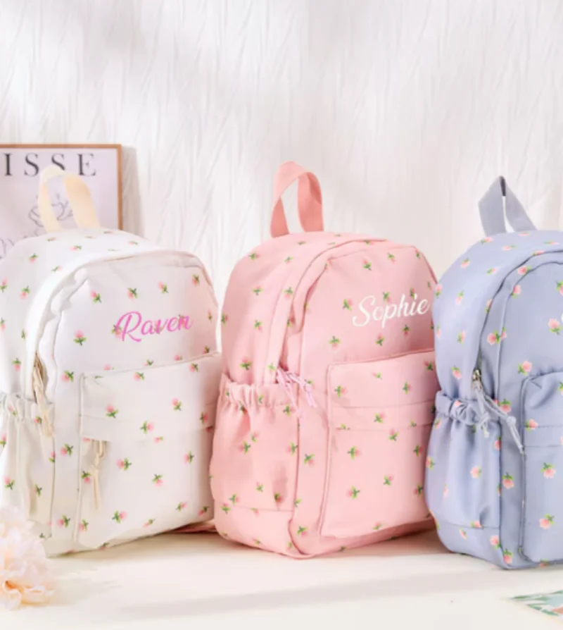 Personalized Toddler Backpack,Embroidered Floral Kids Backpack,Preschool Book Bag,Backpack For Kids,Boys Girls Bag