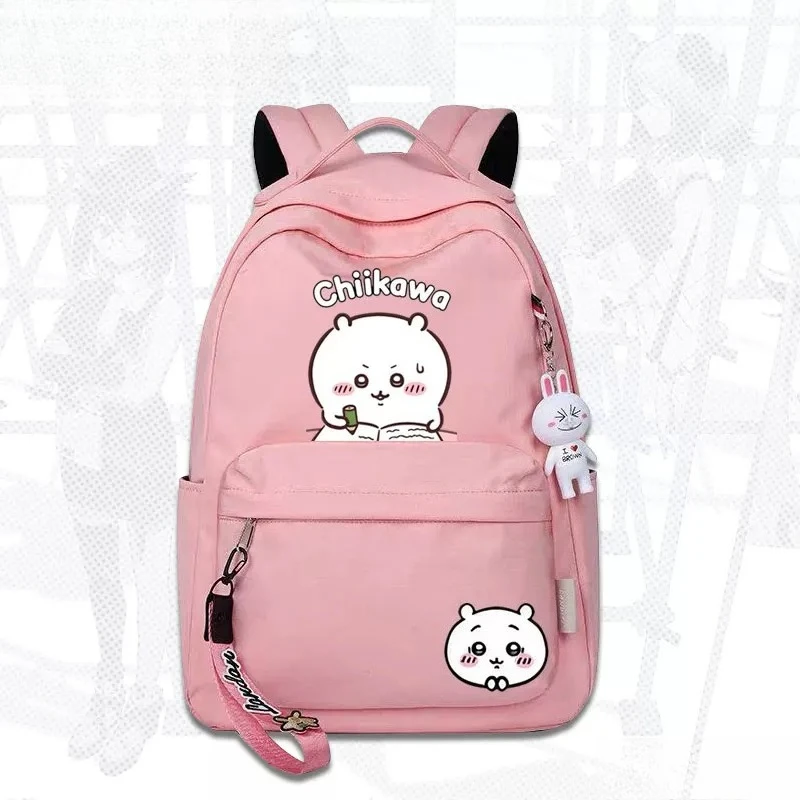 Anime Chiikawa Backpack Breathable Back Splash-proof Adjustable Strap Thickened Wear-resistant Fabric Large Capacity for School