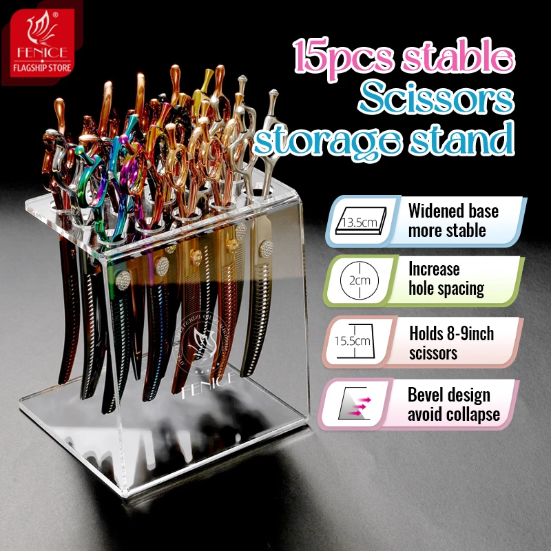 Fenice Scissors Holder Racks Professional Barber Pet Shears Display Stand Acrylic Beautician Organizer Hairdressing Accessories
