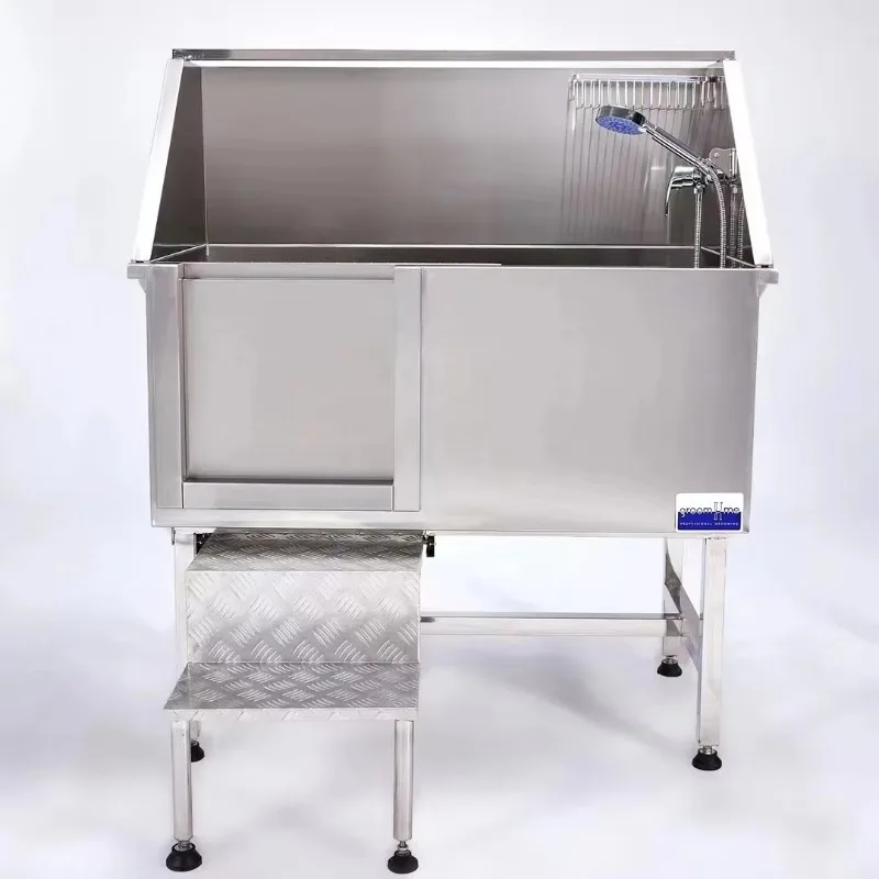 2026 Dog Grooming Tub Professional Stainless Steel Pet Dog Bath Tub With Door Faucet & Accessories Dog Washing Station Bathtub