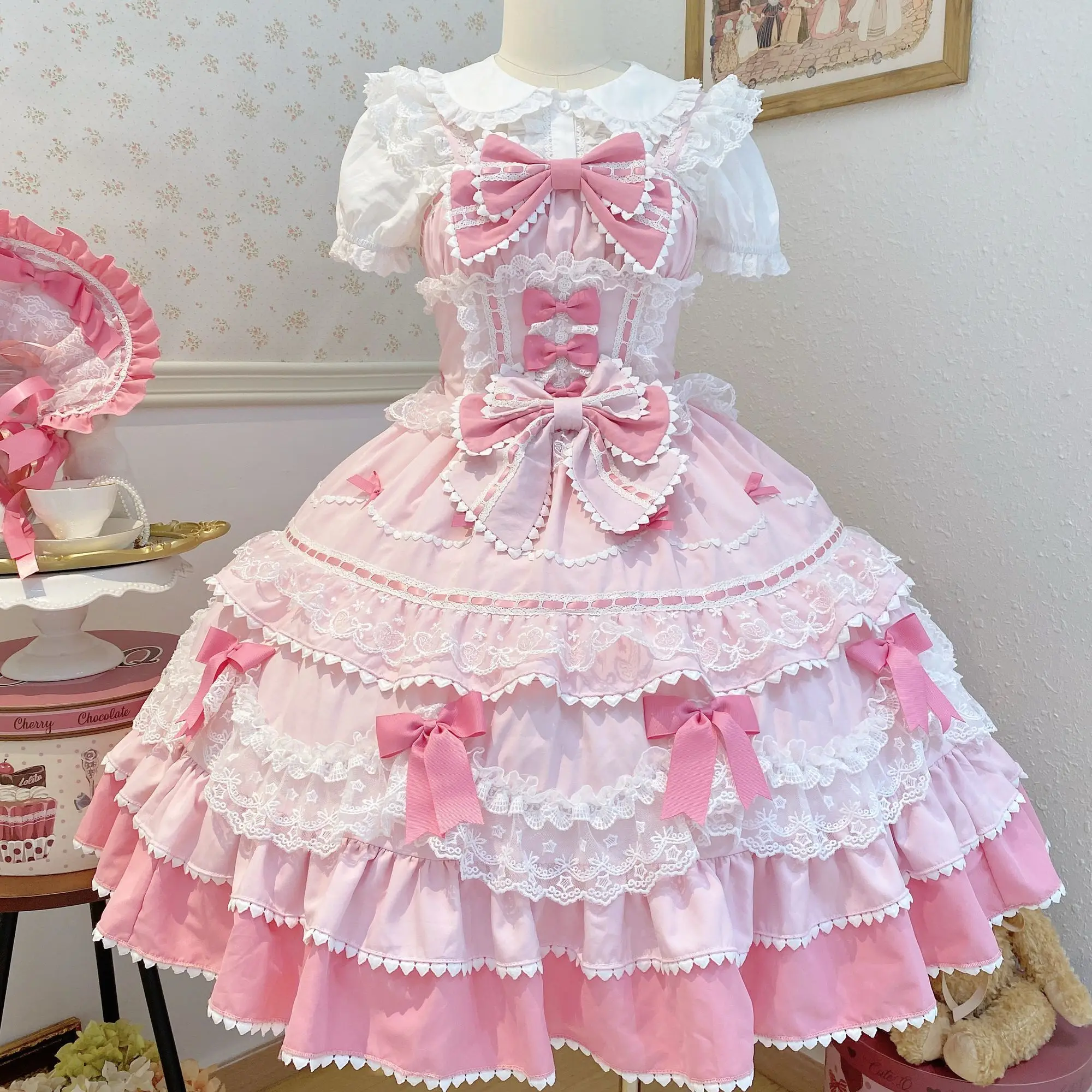 Lolita Dress Cute Jsk Suspender Dress Vintage Victorian Lolita Princes Summer Elegant Sweet Palace Party Dress Girly Slip Dress