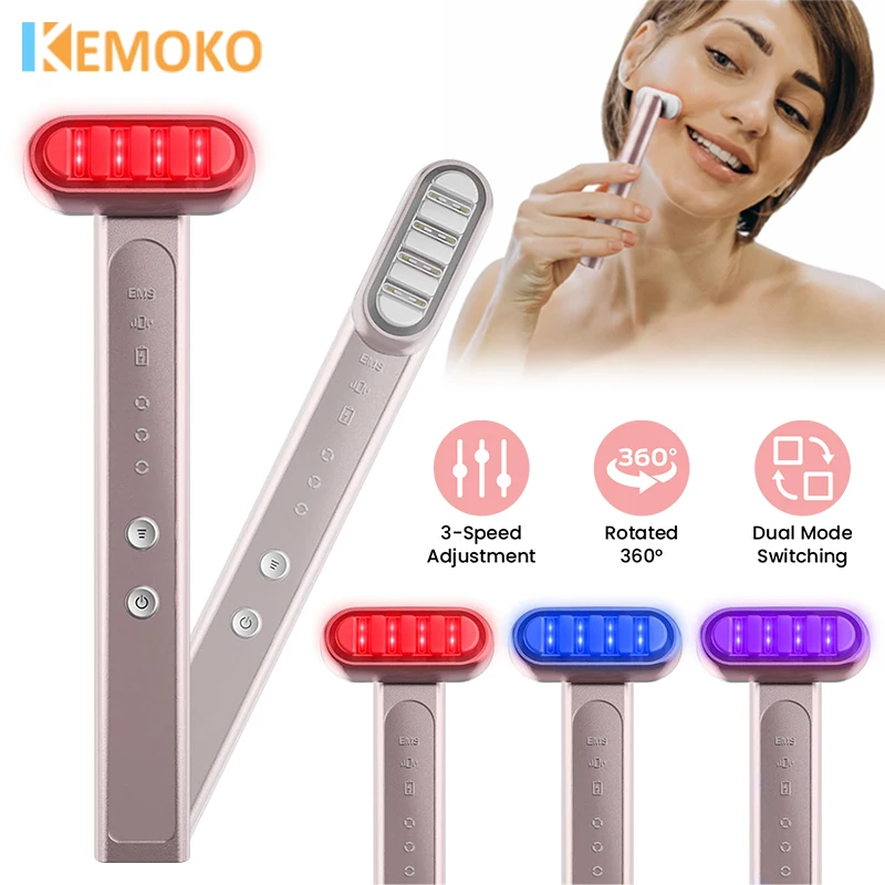 New 360° Face Eye Beauty Device Facial Face Eyes Massage Rotate Wand Reduce Wrinkles Anti-Aging Skin EMS LED Display Care Tools