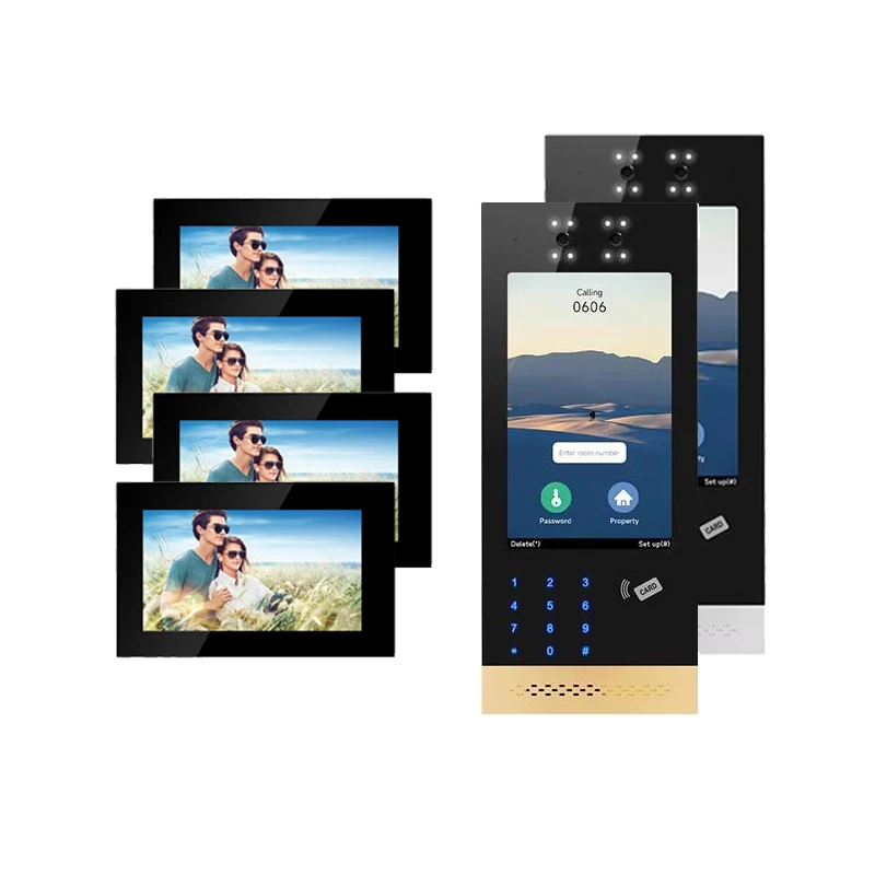 Smart Video Doorbell Intercom System with 6 Monitors, Wireless WiFi Door Phone Camera for Apartments, 2-Way Audio, Night Vision