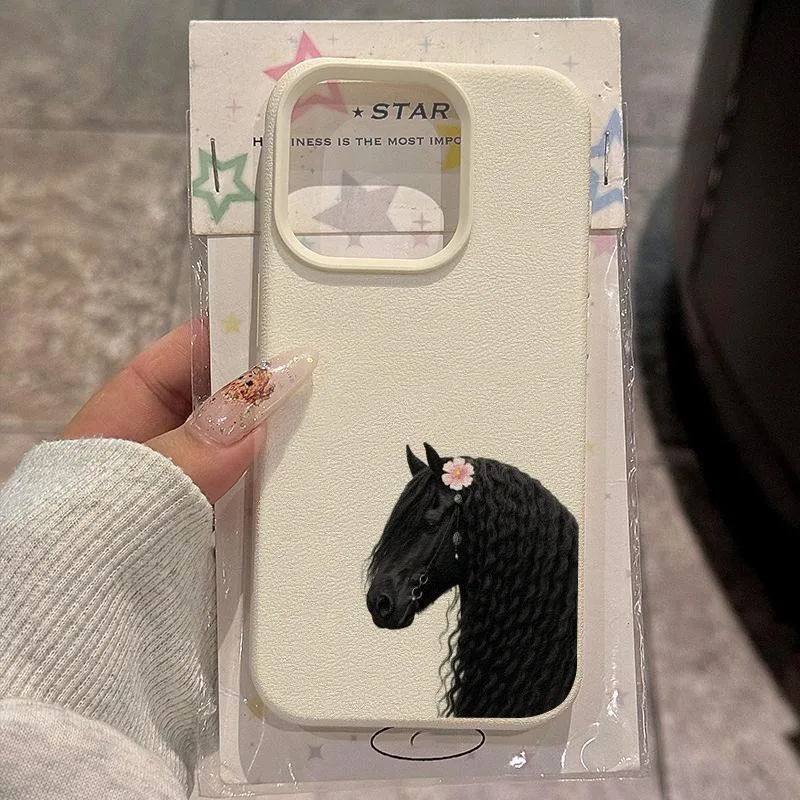 Phone Case For iPhone 17 11 13 12 14 15 16 Pro Max XS X XR 16E 16 Plus 17 Air Featuring Galloping Horses And Flower Design Cover