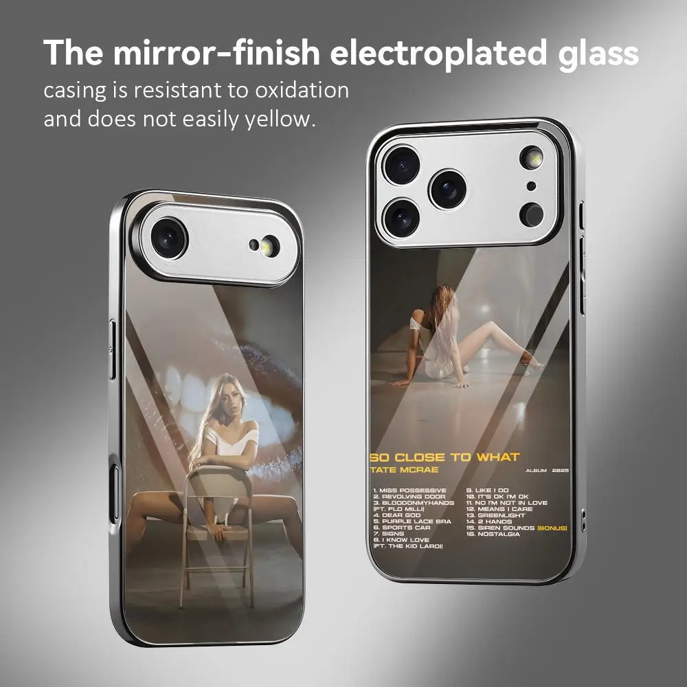 Singer T-Tate McRae Phone Case For IPhone 17 16 15 14 13 12 Pro Max Plus Electroplated Metal Bumper Shockproof Case
