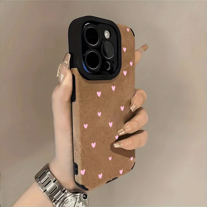 Fashion Pink Heart Pattern Phone Case for For iPhone 15 16 17 14 13 12 11 Pro Max Air XR X XS 7 8 Plus SE 2022 Shockproof Cover