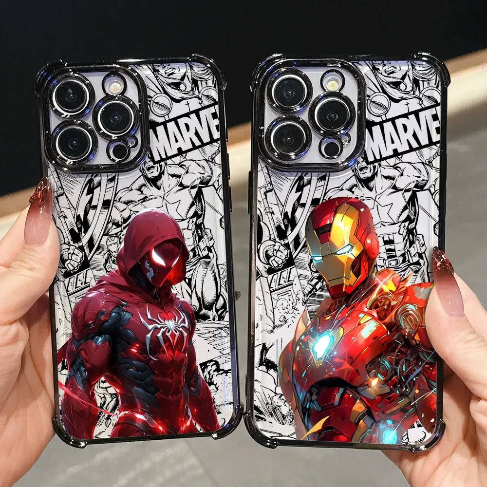 Iron Spider Man Captain America Luxury Case For iPhone 17E 17 16 Pro 15 14 13 12 11 Pro Max 17 Air 16 E Plus Silicon Phone Cover