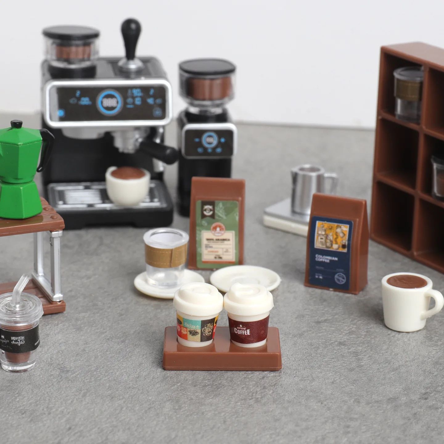 Mini Coffee Machine Model Set Dollhouse Miniature Coffee Shop Scene Accessory Prop Desktop Ornament Craft Decoration Home Decor