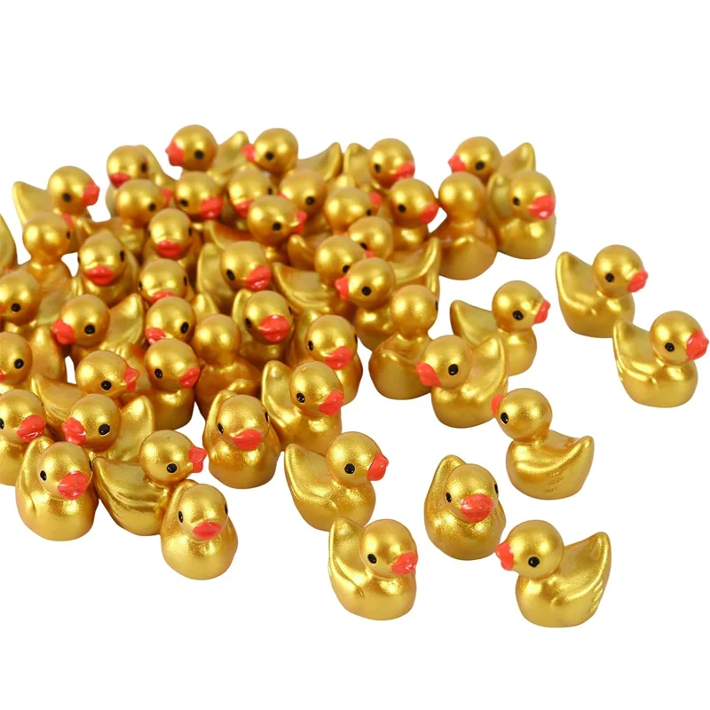 10/20pcs Tiny Gold Mini Resin Ducks Miniatures Figurines for Micro Garden Landscape DIY Craft Home Potted Plant Decoration