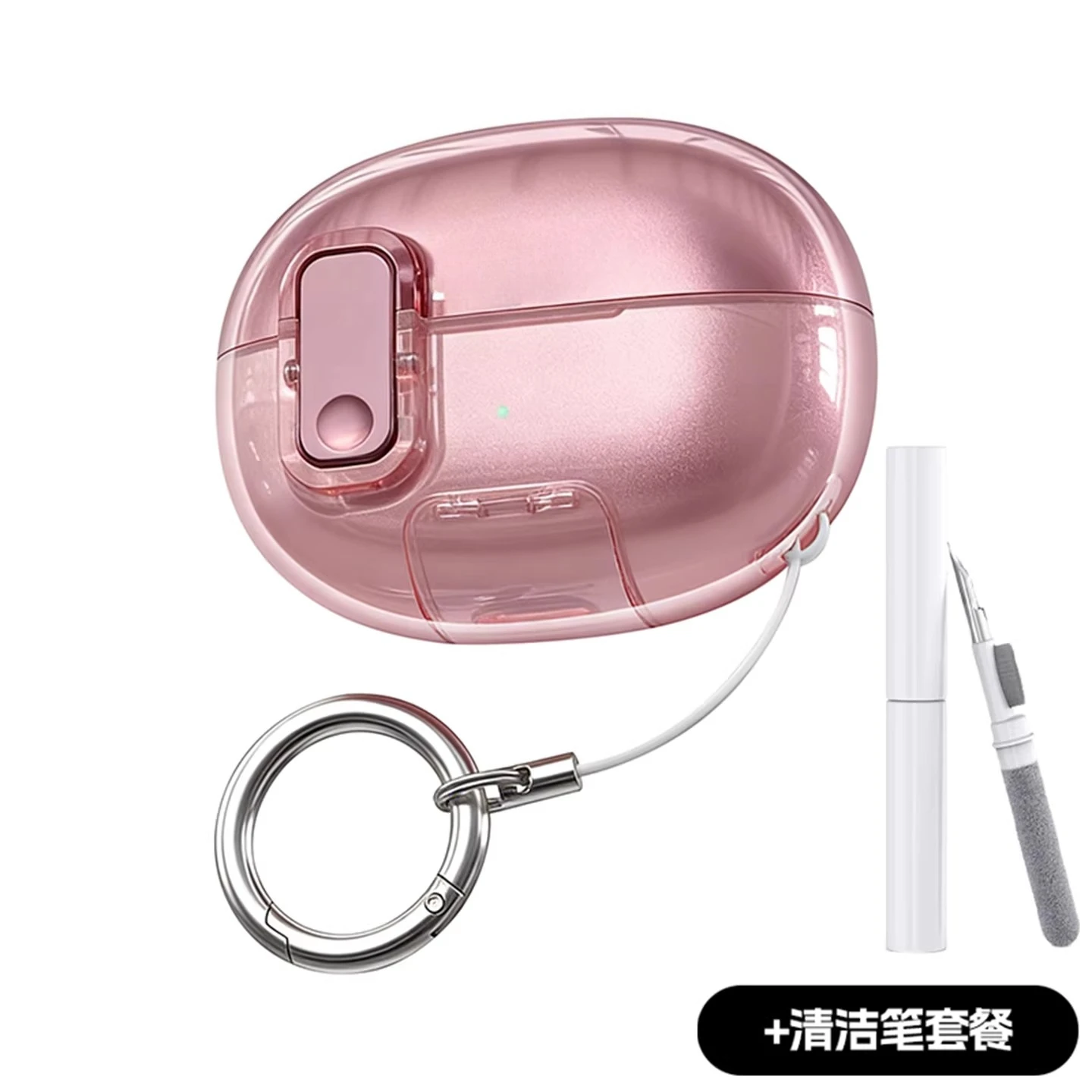 Secure Lock Clear Black Case Dustproof Shockproof Earbuds Cover Anti-scratch with Keyring for SHOKZ Open Dots ONE E310 TPU Cover