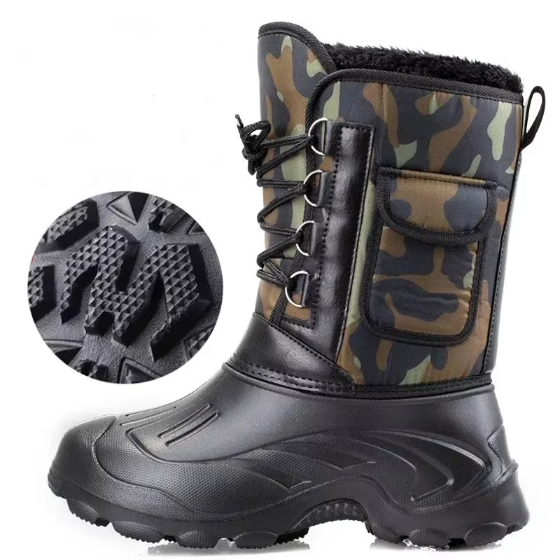 Winter Men's Waterproof Sneakers 2025 Outdoor Snow Boots for Men Thickened Warm Fishing Non-slip Hiking Boots Male Plus Size 46