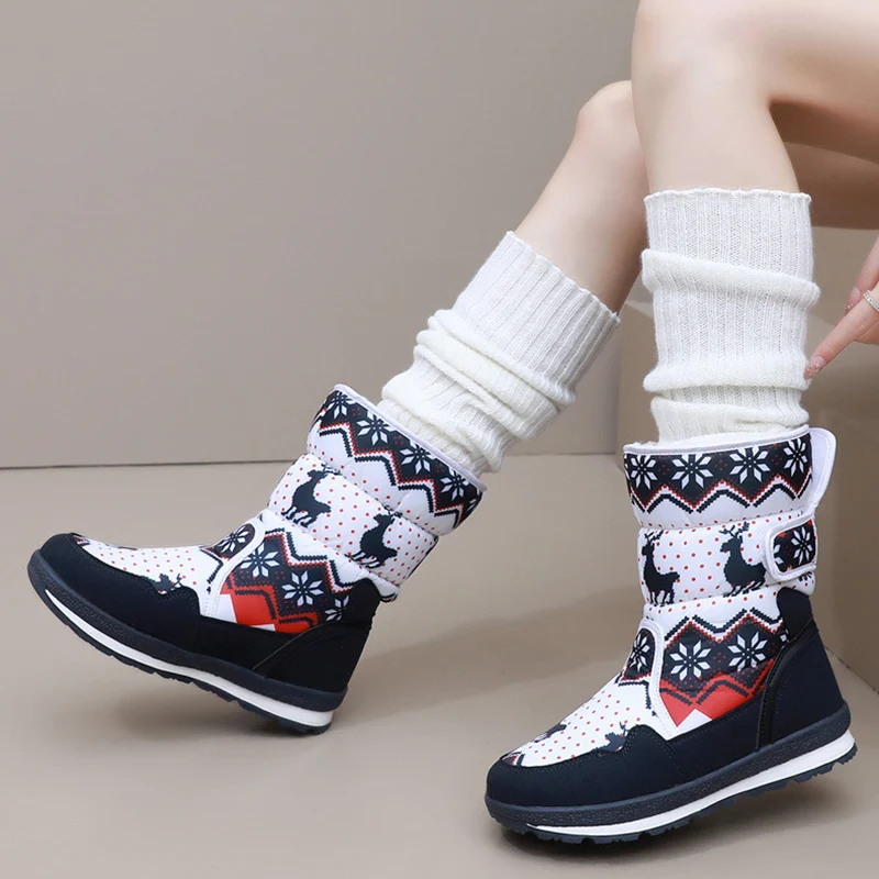 New Winter Snow Boots Woman's Warm Thickened Snow Shoes Cotton Boots Outdoor Cold-resistant Water-repellent and Snow-proof Boots