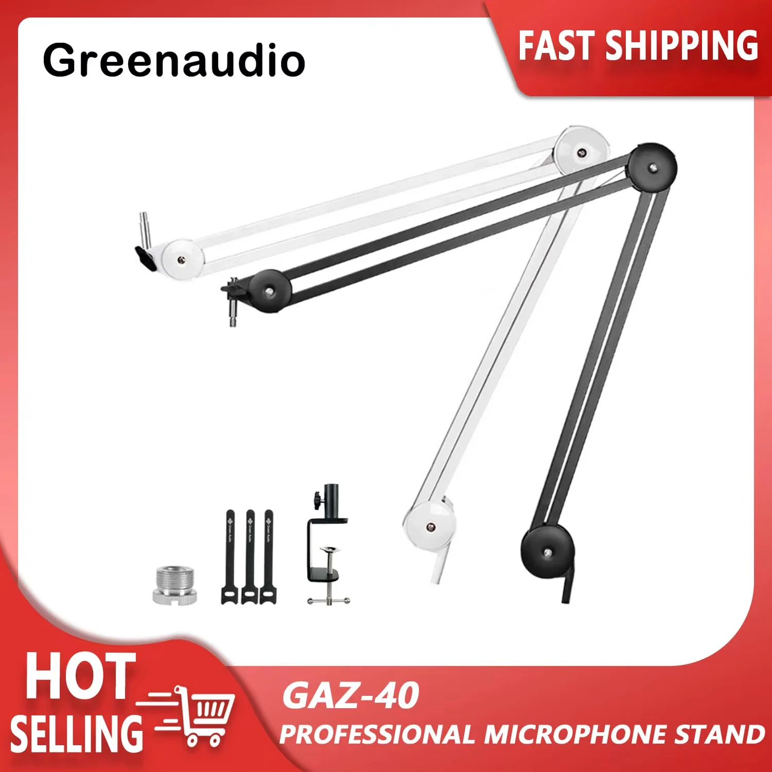GAZ-40 Professional Recording Microphone Holder Suspension Boom Scissor Arm Stand Holder with Mic Clip Table Mounting Clamp