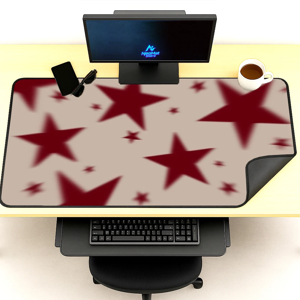 Star Mouse Pad XXL Large Mousemat Gaming Mat Durable Stars Red 120x60 Desk Setup Premium Stain Resistant Waterproof