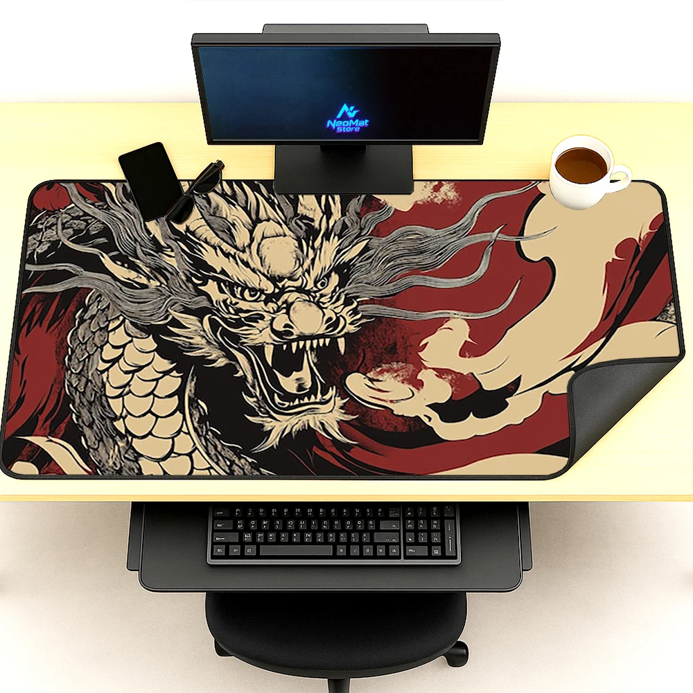 Dragon Mouse Pad Large Gaming 140x60 Red Black Mousepad Computer Accessories Extra 180cm Premium Washable Study Office Desk Mat