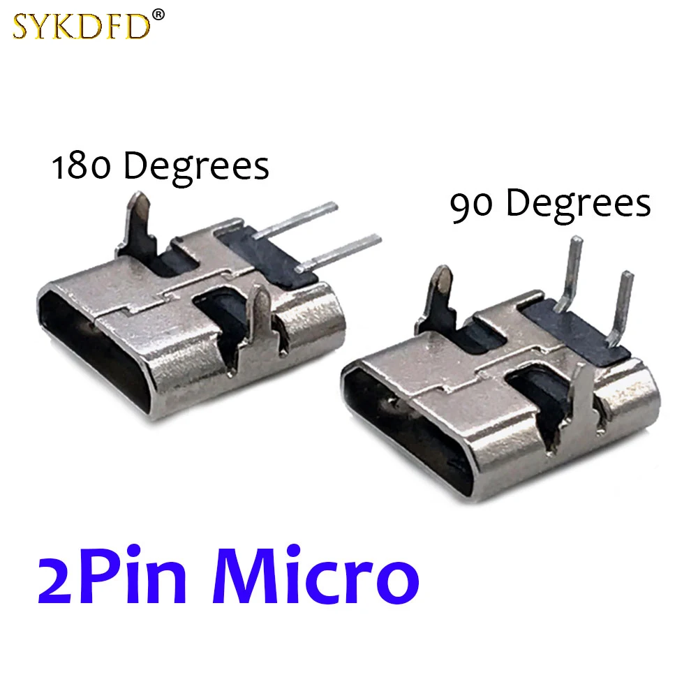 10pcs Micro USB 2.0 2Pin DIP & 2Pin SMT Socket Female Power Jack Connector Clip For Phone Tail Charging Port
